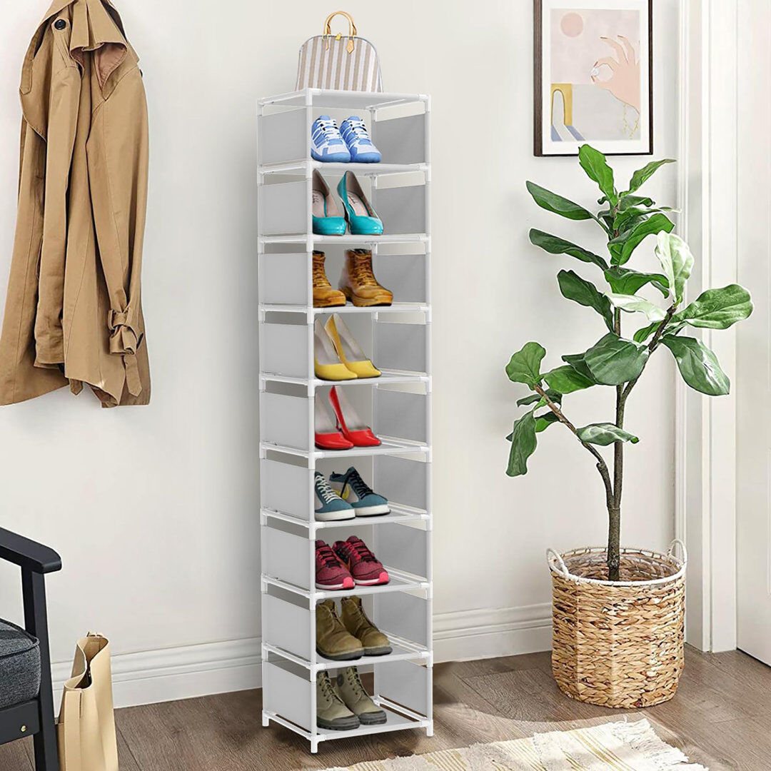 Rebrilliant 10 Pair Shoe Rack White 10