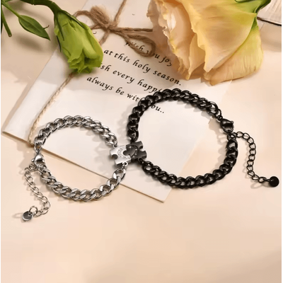 HeartLock Stainless Steel Couple Bracelets Set Puzzle Heart Long Distance Relationship Jewelry For Him & Her HeartLock Stainless Steel Couple Bracelets Set Puzzle Heart Long Distance Relationship Jewelry For Him & Her