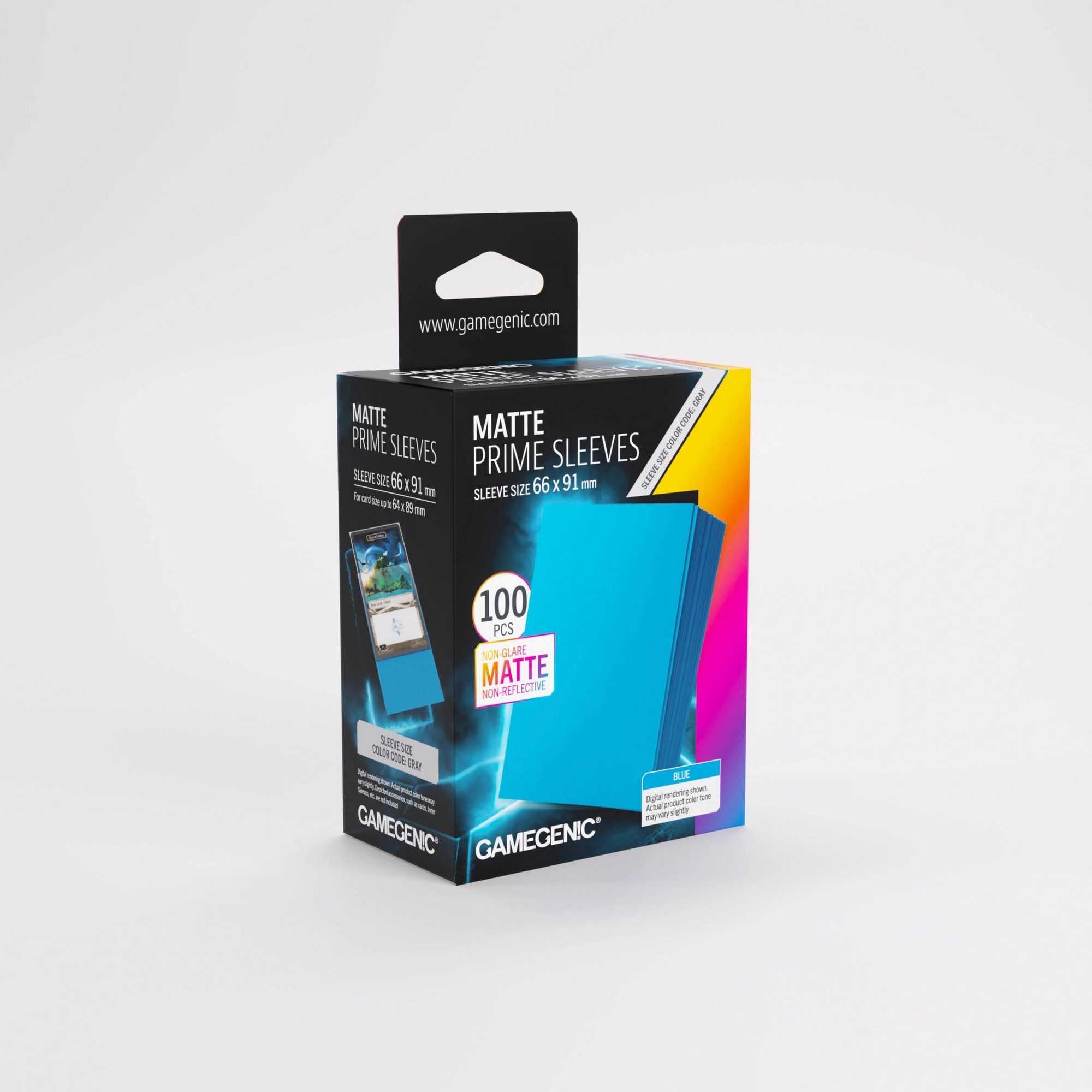 Gamegenic Matte Prime Sleeves Blue, 66 × 91 mm, 100 Sleeves for Standard-Sized Cards, Card Game Accessories