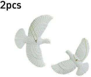 Uplift Treasures Christmas Dove Ornament Resin Bird Figurine Home Decor 2pcs