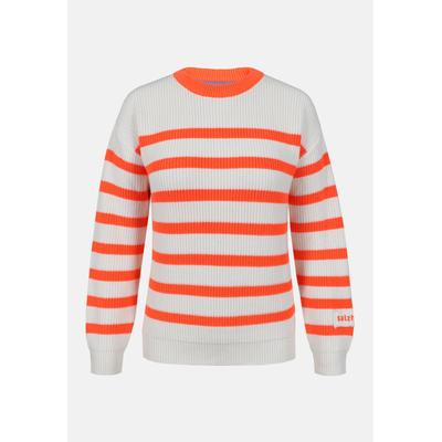 Sweatshirt SALZHAUT "Sweatshirt VERBAAST", Damen, Gr. S, rot (fiery coral, sanftes weiß), Obermaterial: 50% Baumwolle CO. 50% Polyester PES., Sweatshirts Sweatshirt