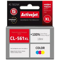 Activejet, Druckerpatrone, AC-561NX Druckertinte für Brother Ersatz für Canon CL-561XL Supreme 18 ml Farbe (C, M, Y)