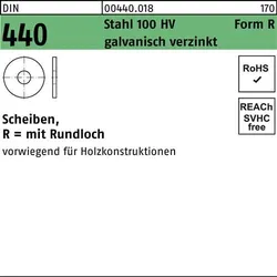 Scheibe DIN 440 R 11x34x3 Stahl 100 HV galv.verz. 100St.
