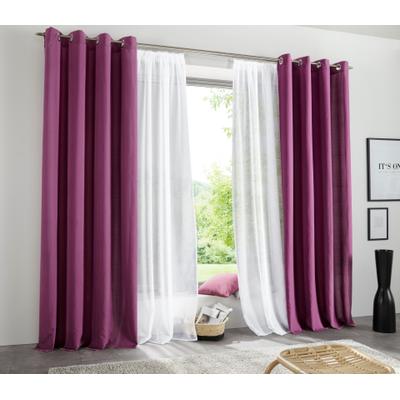 Vorhang OTTO HOME "Raja mit Ösen, 2er Pack, blickdicht, Topseller" Gr. 4, lila (beere), B:140cm H:245cm, Polyester, Recyceltes Material, Gardinen, einfarbig, Einfache Montage, Pflegeleicht, Ösen, 2 er Pack, uni