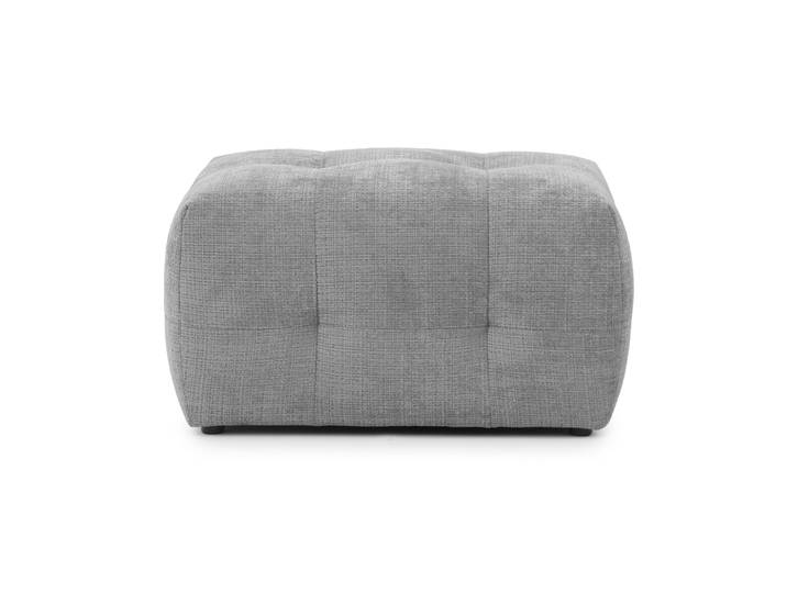 Polsterhocker m. raffinierten Steppungen zu passendem Sofa, Chenille in Hellgrau / 21057