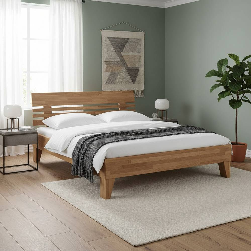 Pharao24.de Schlafzimmer Bett aus Wildeiche massiv geölt