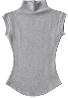 Uplifted Goods Sleeveless Turtleneck Slim Fit Womens Top grey m