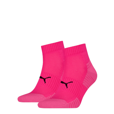 Kurzsocken PUMA "PUMA UNISEX SPORT CUSHIONED QUARTER 2P", Damen, Gr. 35-38, pink (pink combo), Materialmix, normal, Socken, Rippenbündchen, optimierte Dämpfung für zusätzlichen Komfort