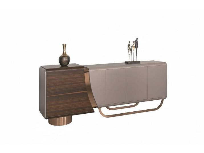 JVmoebel Sideboard Braunes Sideboard Holzrahmen Asymmetrisches Design Abgerundete Ecken