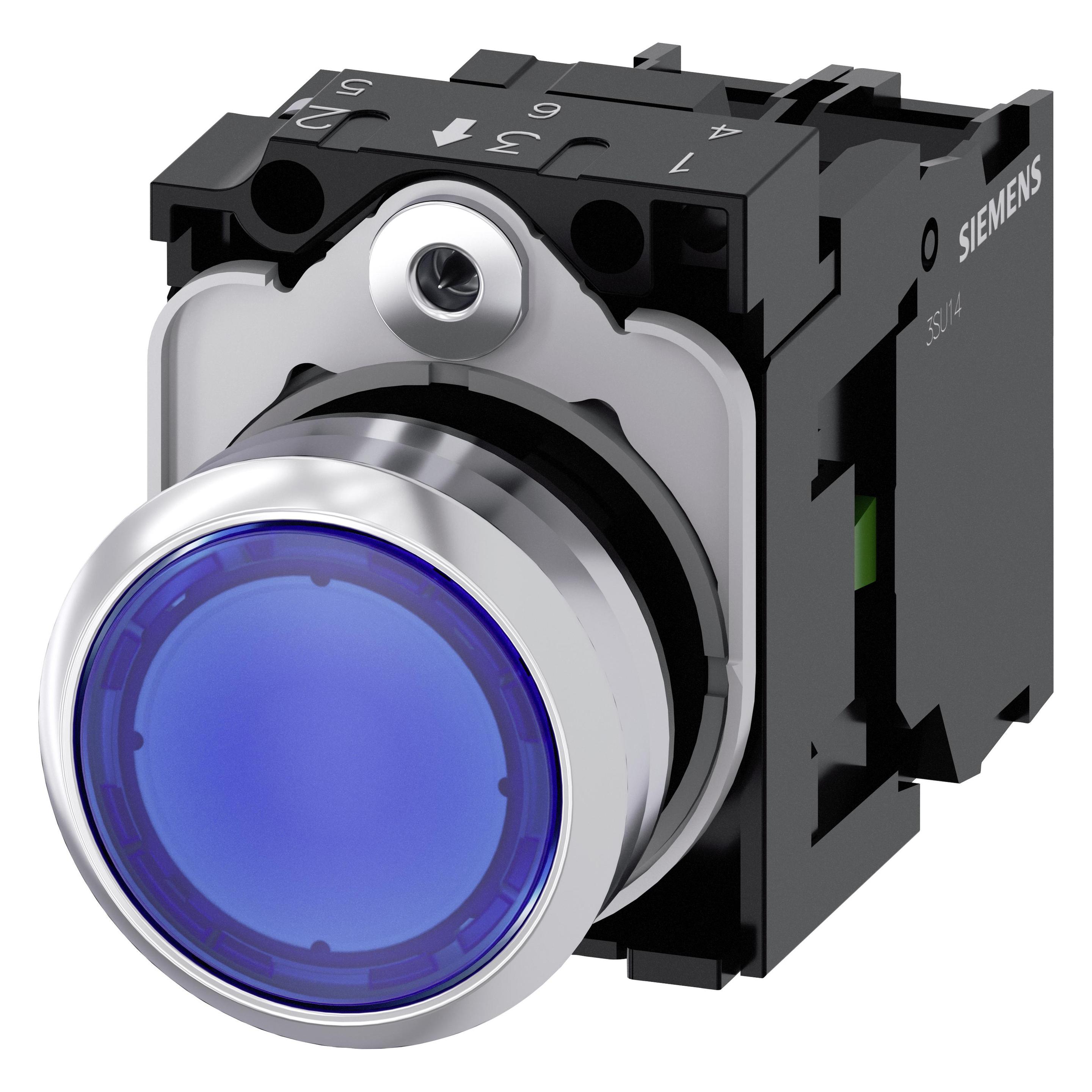 Siemens Ill pushbutton 22mm blue 1NO (3SU1152-0AB50-1BA0)