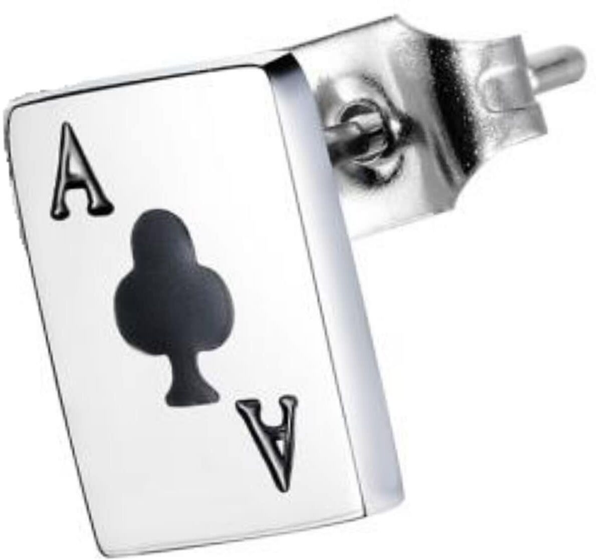 Single-Ohrstecker FIRETTI "Schmuck Geschenk Ohrschmuck einzeln Poker", schwarz (edelstahlfarben, schwarz), Ohrringe, Herren, Acryl Edelstahl, Acryl, Edelstahl, Single-Ohrstecker