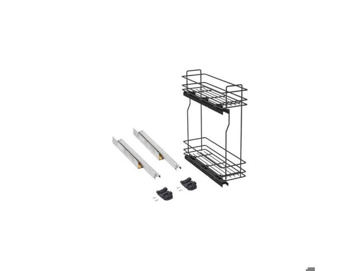 Emuca porte-bouteilles latéral extractible TitaneMax avec fermeture amortie module 200mm Acier Gris antracite