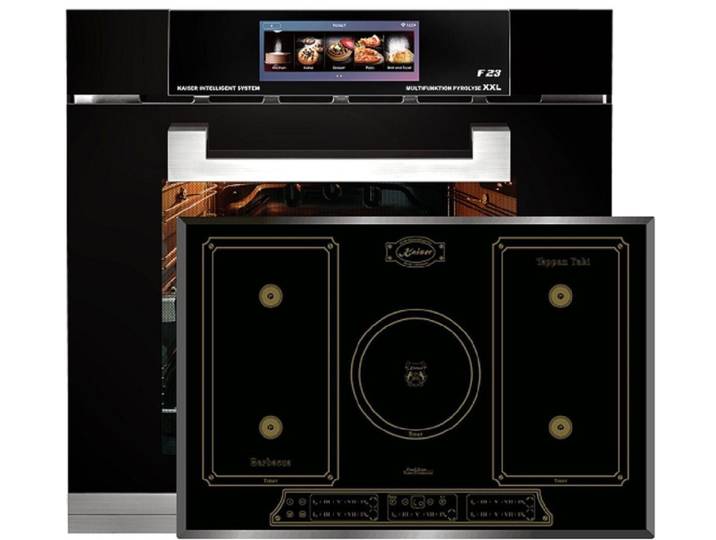 Kaiser Küchengeräte Induktions Herd-Set EH 6344+KCT 7797 FI Em, Elektro Backofen,79L +Induktionskochfeld 77cm