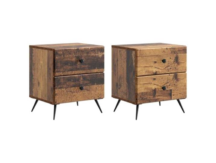 KDVXBCQJH 2er Set Nachttisch Altholz 43x34.5x47.5 cm Holzwerkstoff Kompakte Nachtschränke im Altholz-Look mit je 4 Schubladen für ordentliche Aufbewahrung im Schlafzimmer.