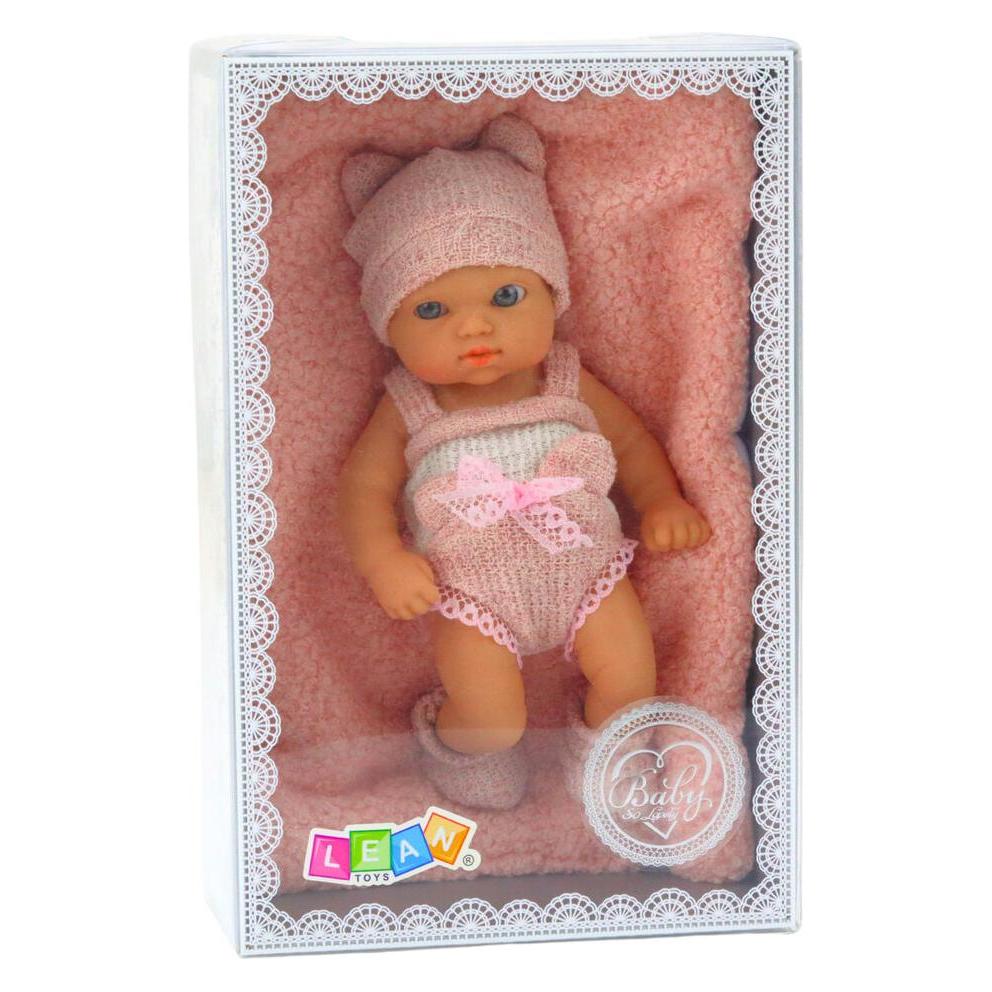 Lean Toys Babypuppe mit Decke, weiss-rosa Kleidung, Mütze, 18 cm (67992429)