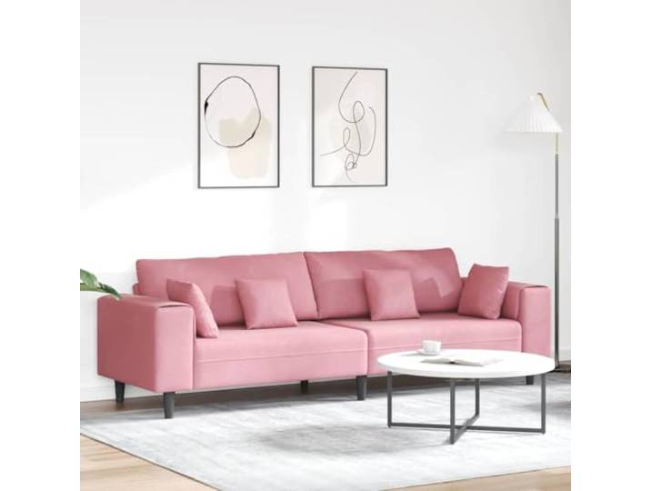 ZQQLVOO Sofa Rosa 250 x 77 x 76 cm Samt Mit Sperrholzrahmen, Federkissen, Quadratische Armlehnen, Einfache Montage