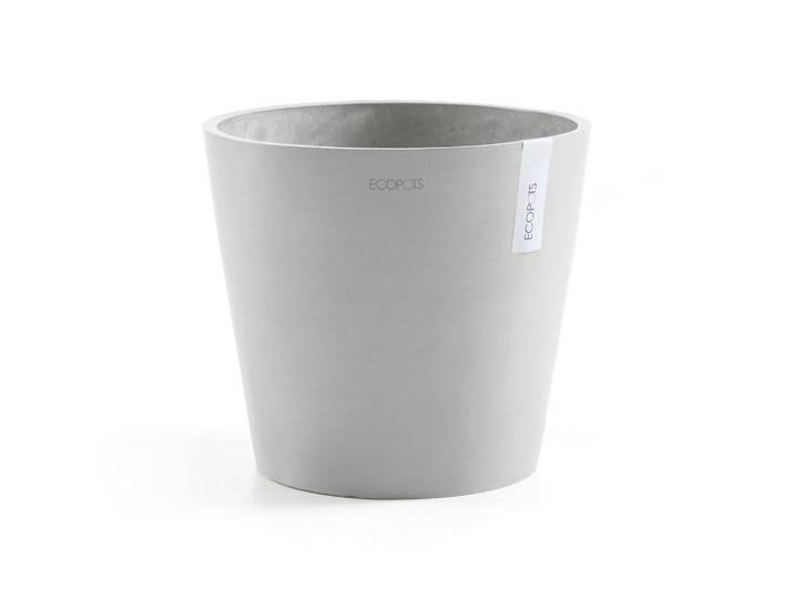Ecopots Blumentopf mit Wasserreservoir Amsterdam 40/34,8 cm Hellgrau, Kunststoff, Beton Optik, Rund, 34.8 cm, Dekoration, Blumen & Blumentöpfe, Übertöpfe