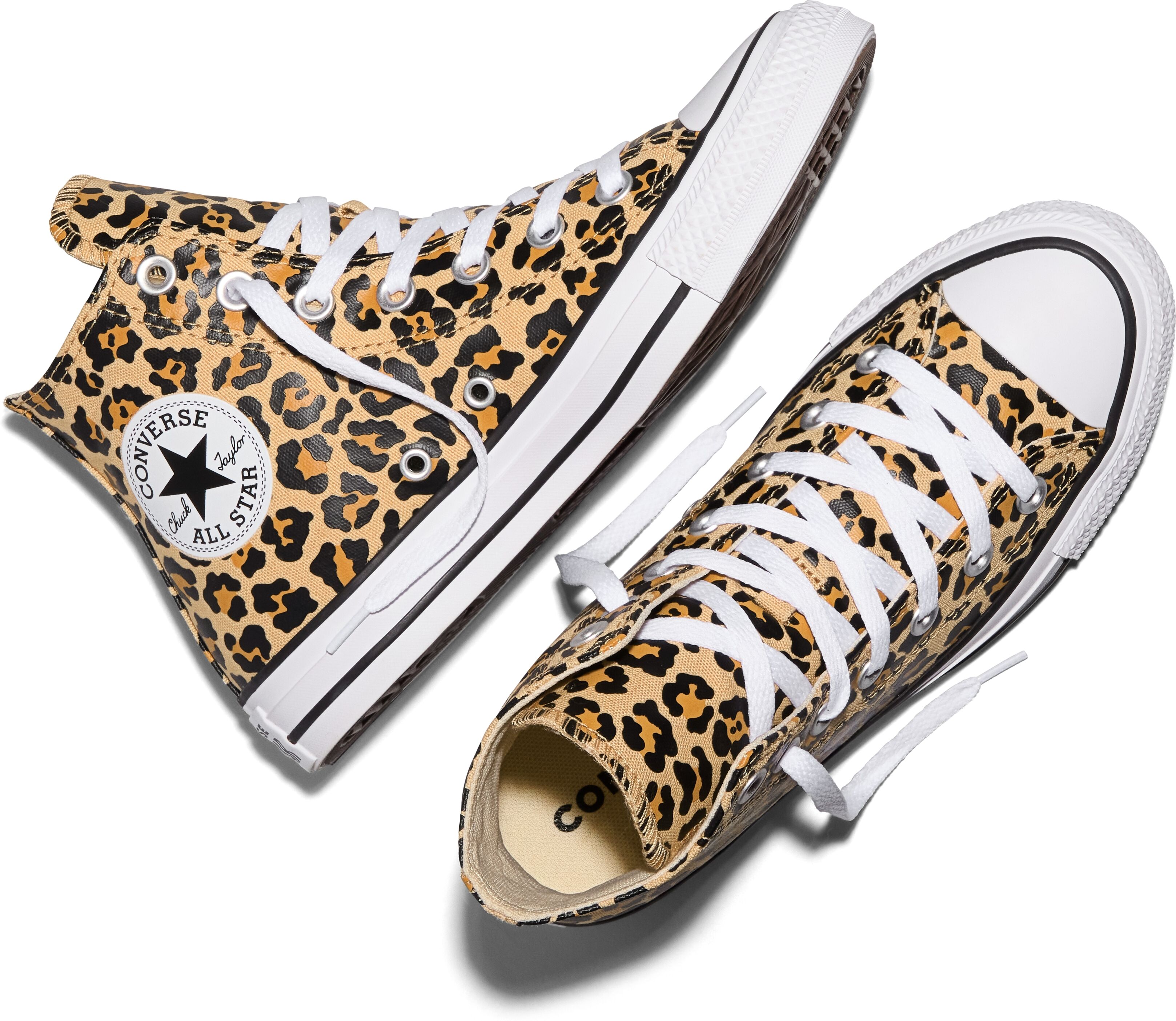 Sneaker CONVERSE "CHUCK TAYLOR ALL STAR LEOPARD", Damen, Gr. 37,5, Synthetik, braun (hay day, weiß, schwarz), Textil, Schuhe Sneaker hay day, weiß, schwarz 37,5, Synthetik