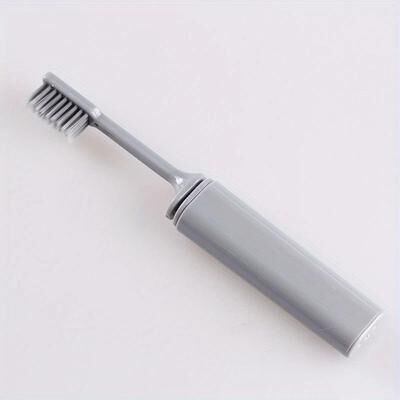 Uplifted Trends Portable Charcoal Folding Toothbrush For Travel Camping & Hiking Compact And Efficient Teethbrush grey