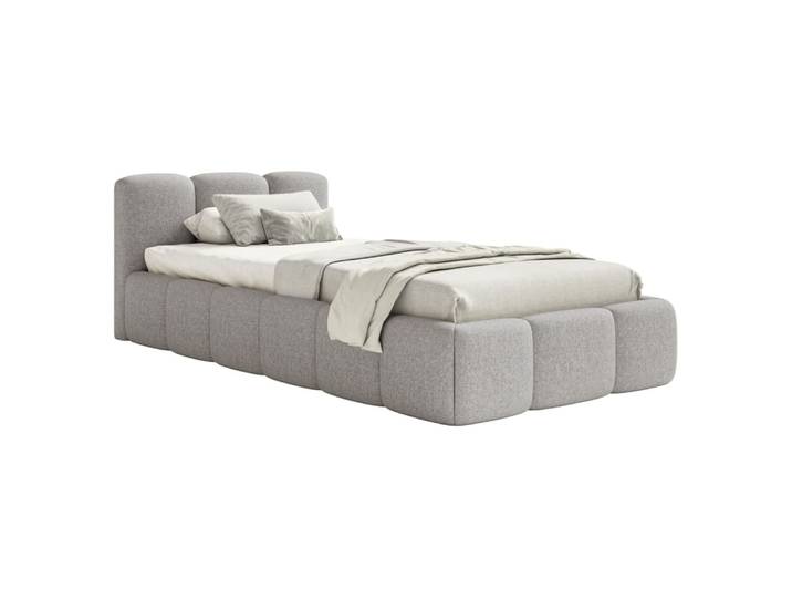 Lit rembourré 90x200, chenille gris clair
