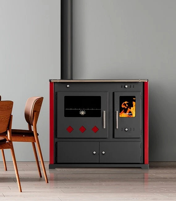 Practik Lux Eco 9,5 kW Holzherd | Backofen, Keramikplatte Bordo Links