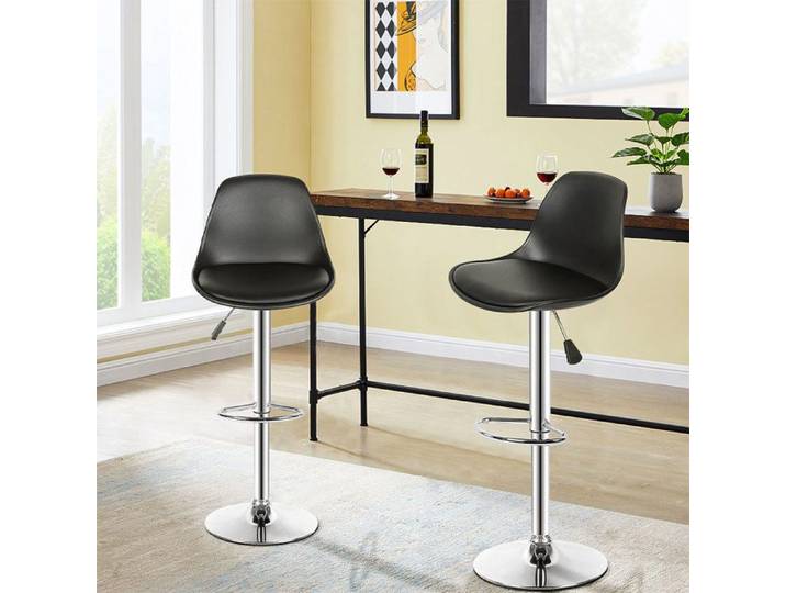 Amiremplie Lot de 2 tabourets de Bar pivotant 360°tabourets de Cuisine Hauteur réglable noir