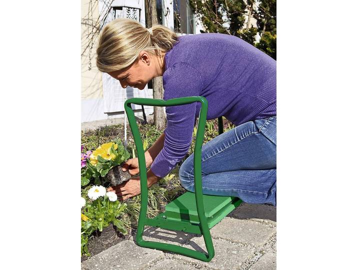 Knie-Stuhl zum Sitzen und Knien mit Gestell aus Metall, Grün, Knie-Stuhl