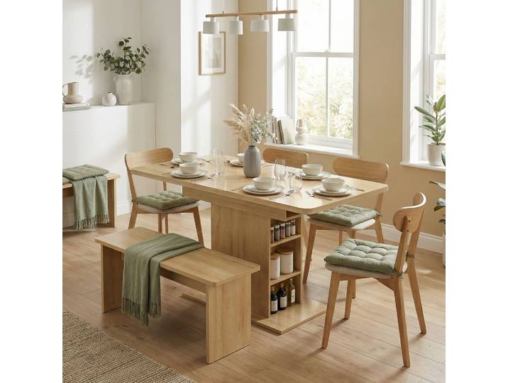 HOMCOM Table Extensible Bois 110-130cm 4-6 Pers 6 Étagères Cuisine