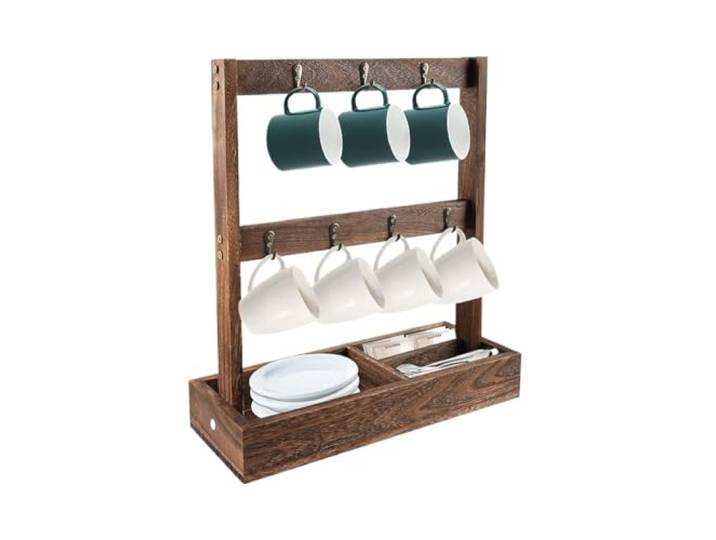 VNCdfhETs Tassenhalter-Ständer Einfaches Aufbewahrungsregal for Tassen aus Massivholz for die Schreibtischküche für Küchenarbeitsplatten