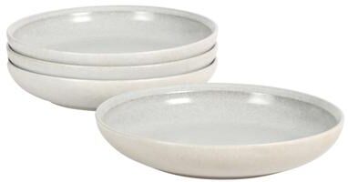 Gibson Elite Beckett 4-Piece Dinner Bowl Set - Reactive Glaze Stoneware - Shallow Pasta Bowls