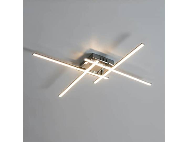 KOSILUM - Plafonnier LED design 4 bras chromés - Yuna - Lumière Blanc Chaud Eclairage Salon Chambre Cuisine Couloir - 19W - 1560 lm - LED intégrée - IP20