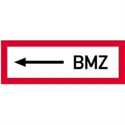 Schild BMZ linksweisend, Alu, 297x105 mm