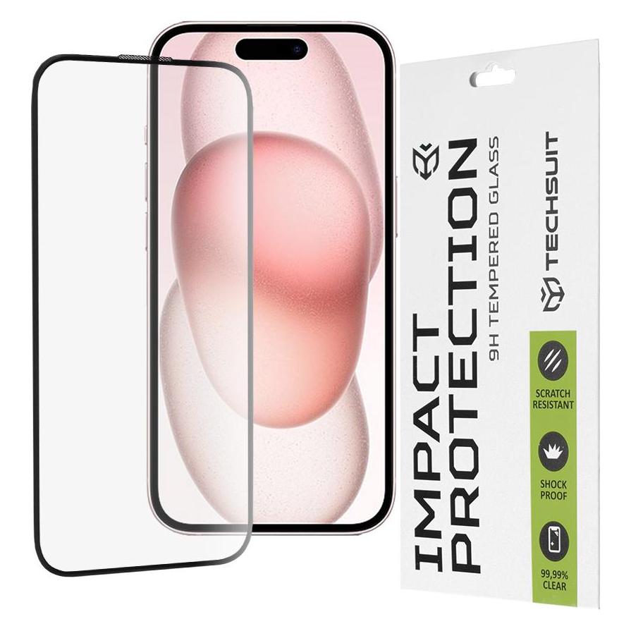 Techsuit - 111D Full Cover / Full Glue Glass - iPhone 15 / iPhone 16 - Black (Apple iPhone 15, Apple iPhone 16) (56342533)