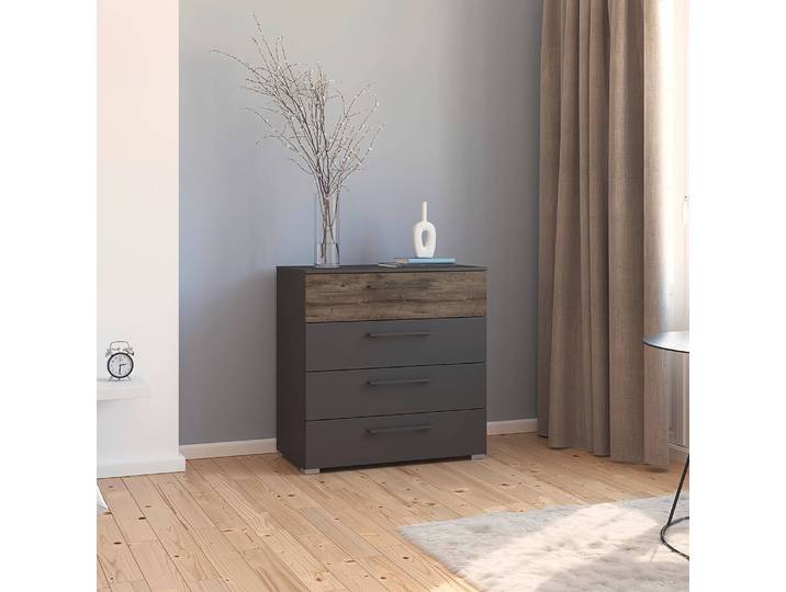 Commode Luana 80 cm avec tiroirs 80 x 81 x 42cm Noir/Graphite