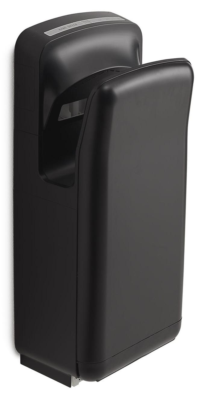 Elektrischer Händetrockner schwarz matt mit Sensor, thermoplastische Harze, 68x30x22 cm, schnelle Trocknung, Meltemi