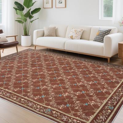 Garvee Lattice Floral Soft Area Rug