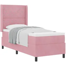 vidaXL, Boxspringbett, Boxspringbett Mit Matratze Samt Rosa (80 x 200 cm)