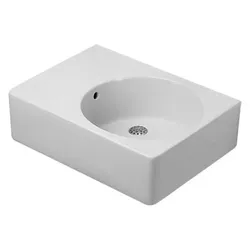 Duravit Scole Waschtisch, 615x460mm, mit Überlauf, 1 Hahnloch vorgestochen, Beckenposition links, 06846000001, Farbe: Weiß mit Wondergliss