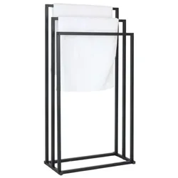 Relaxdays Handtuchständer 3 Stangen Metall Schwarz