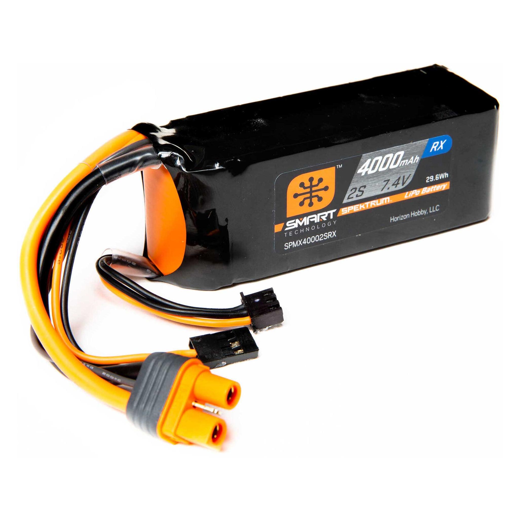 Spektrum LiPo Pack 4000mAh 2S 7.4V Smart LiPo Receiver Battery IC3 (4000 mAh, 7.40 V) (SPMX40002SRX)