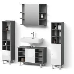 BADMÖBEL-SET Fucino, Anthrazit, 4-teilig