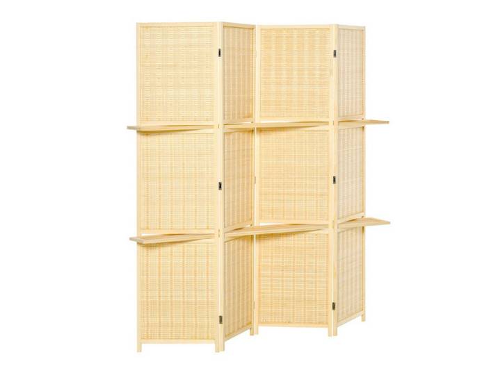 MC Star Raumteiler Raumtrenner aus Bambus, 2 Regale, faltbar, Fußpads, Natur