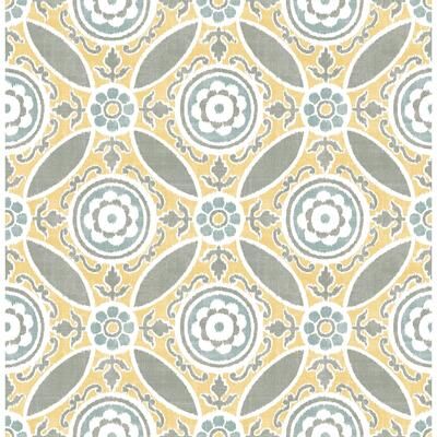 A-Street Prints Maya Yellow Medallion Wallpaper