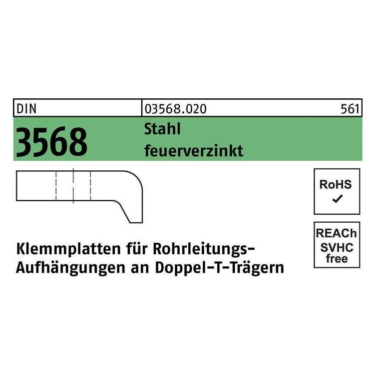 Reyher Klemmplatte DIN 3568 60 / 14 - M 16 Stahl feuerverzinkt (035680200600014)