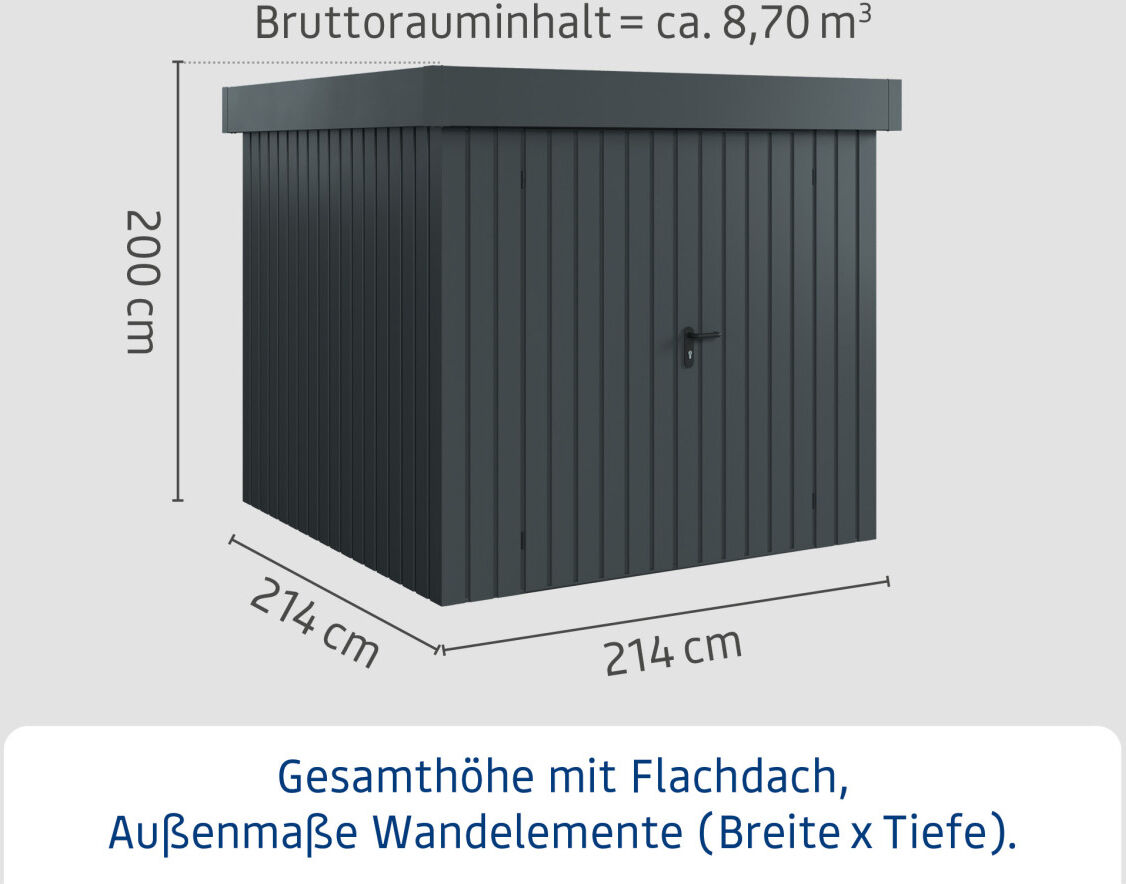 EcoStar Metallgerätehaus Euroline EFD5 anthrazit 214 x 214 cm 2-flg.