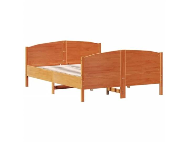 KTHLBRH Bettrock Braun Wachs 120 x 200 cm Kiefernholz Lattenrost aus Sperrholz, funktionales Kopfteil, Montage erforderlich, keine Matratze
