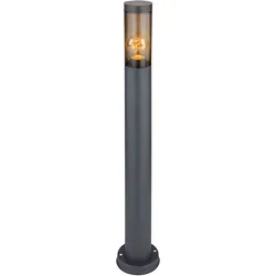 Standleuchte Außenbeleuchtung Sockelleuchte rauch anthrazit Außen Garten Stehlampe, Edelstahl Kunststoff, 1x E27, DxH 7,6x80 cm