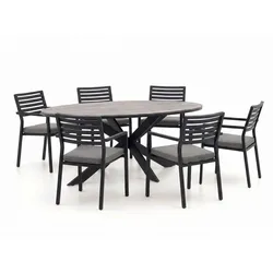 Bellagio Rumo/Fidenza oval 220 cm Gartenmöbel-Set 7-teilig stapelbar