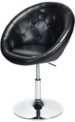 Costway 1 Piece Modern Adjustable Swivel Round PU Leather Chair-Black
