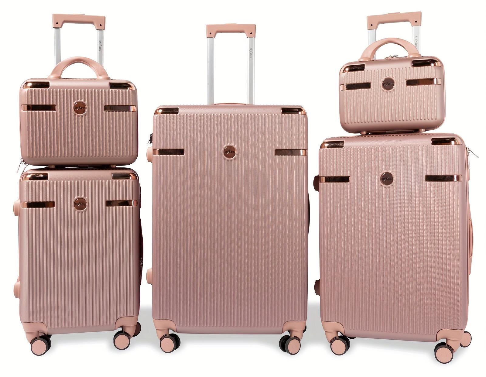 Koffer-Set - Koffer - Reisekoffer - Handgepäck - Trolley - 5-teilig - Hartschalenkoffer aus ABS - Roségold - Leicht